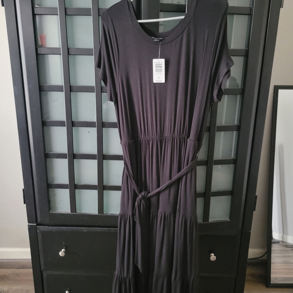 Torrid Black Jersey Tired Midi Dress - 1X (14-16)